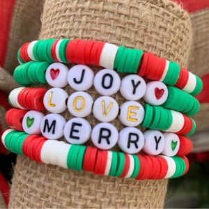 5 piece Christmas Colorful Clay Bracelet Set